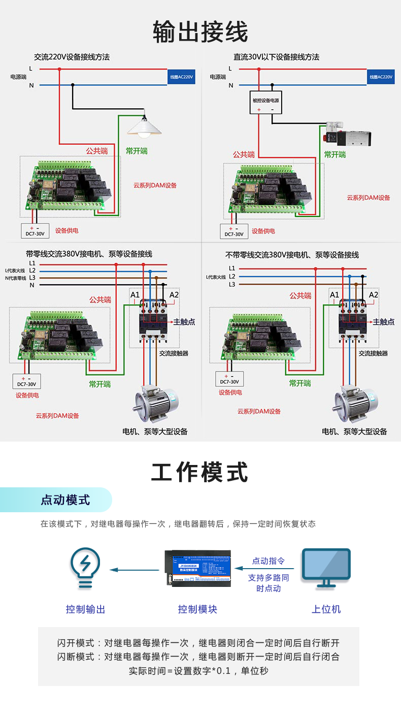 云平臺(tái) DAM8884 網(wǎng)絡(luò)版 遠(yuǎn)程智能數(shù)采控制器輸出接線