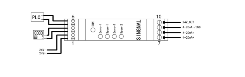 DIN202-V2TI 信號(hào)隔離模塊 接線示意圖