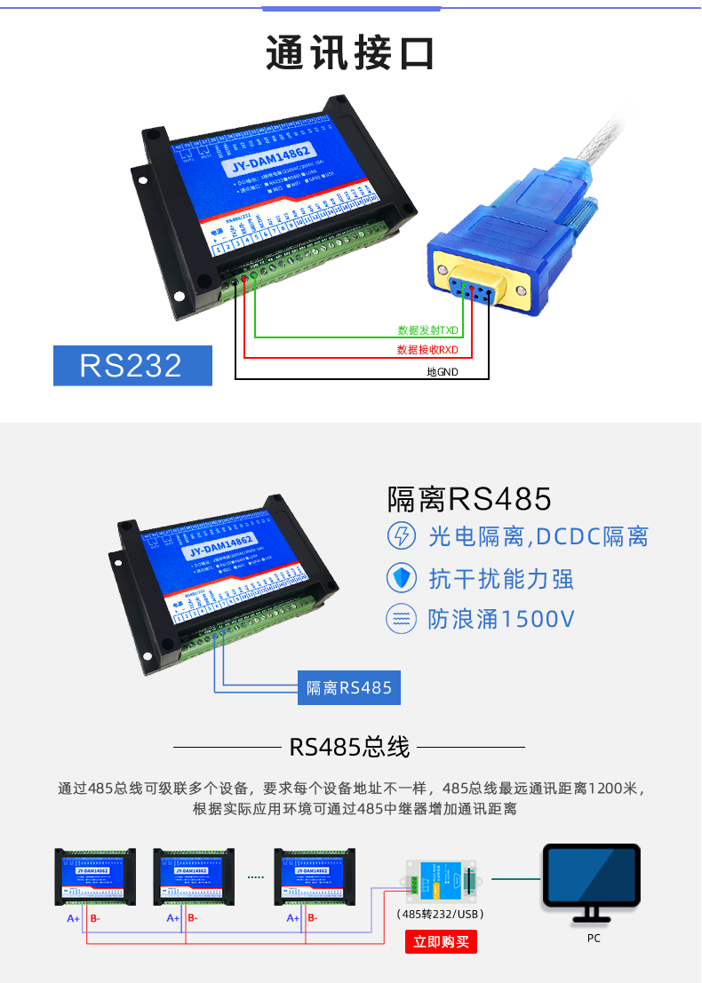 DAM-14862 工業(yè)級數(shù)采控制器通訊接口