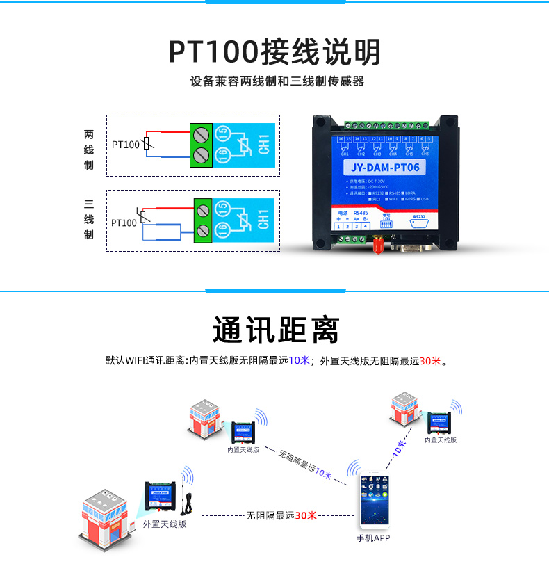 云平臺(tái) DAM-PT06 溫度采集模塊接線說(shuō)明