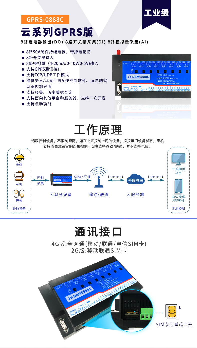 云平臺(tái) GPRS0888C 遠(yuǎn)程數(shù)采控制器 工作原理