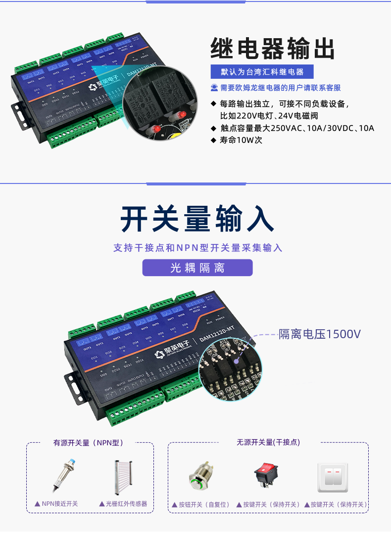 DAM1212D-MT 工業(yè)級I/O模塊開關(guān)量輸入